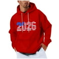 thumbnail image 1 of Happy 2026 Hoodies for Men Printed Long Sleeve Drawstring Loose Fit Pullover Sweatshirts Tops with Pocket (XL, Red), 1 of 5