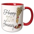 thumbnail image 1 of 3drose, Happy 20th Anniversary Glass of Champagne and Sweets, 11oz Two-tone Red Mug, 1 of 6