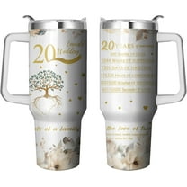 Happy 20th Anniversary Wedding Gifts 40 Oz Tumbler for Men Women, 20 Year Anniversary Wedding Gifts Stainless Steel Insulated Cup, 20th Anniversary Marriage Gift for Couple Wife Husband Parents
