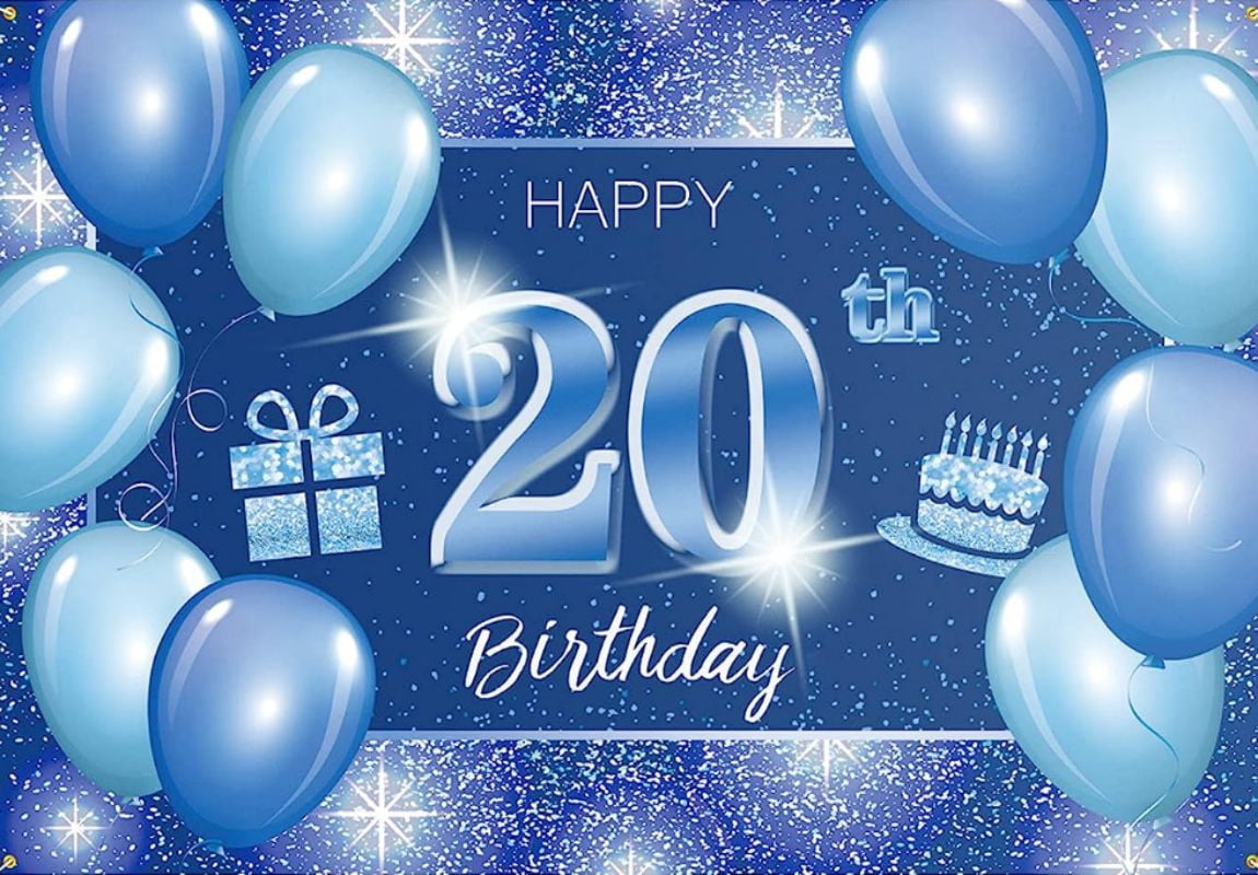 Happy 20th Birthday Backdrop Banner Pink Purple Supplies for Birthday ...