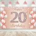 thumbnail image 1 of Happy 20th Birthday Rose Gold Banner Cheers to 20 Years Old Backdrop Confetti Balloons Theme Decor for Girls Women 20 Years Old Pink Birthday Party Decorations Bday Supplies Background Gift Glitter, 1 of 6