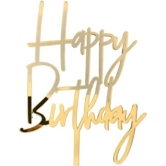 Happy 21st Birthday - Cake Topper - Elegant 3mm Gold & Silver Acrylic Decoration for Memorable Party Celebrations - Silver