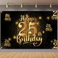 thumbnail image 1 of Happy 25th Birthday Backdrop Banner Step and Repeat 25 Years Old Background Decorations for Women Men Her Him Photography Party Supplies Glitter Black Gold, 1 of 7