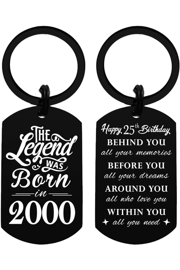 Happy 25th Birthday Gifts, 25 Years Old Birthday Keychain, Turning 25 Bday Decorations, Born In 2000 Bday Present