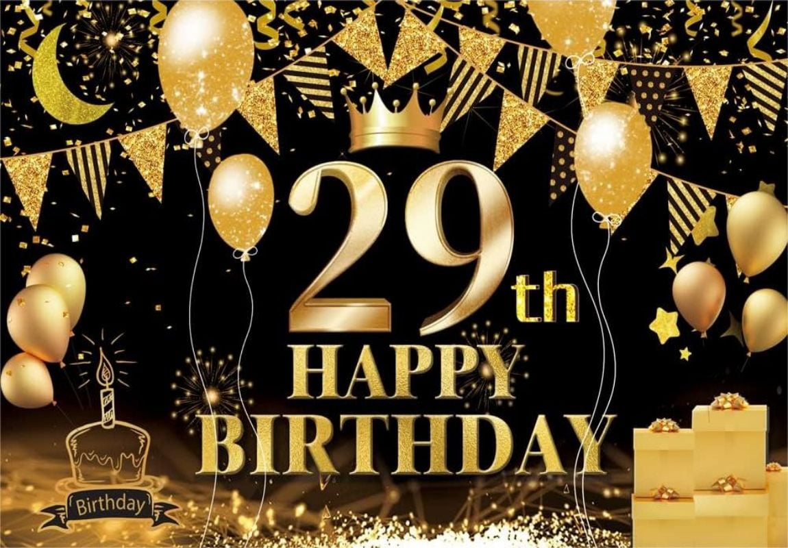 Happy 26/27/28/29/30th Birthday Golden Photo Background Party Adult ...