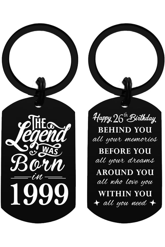 Happy 26th Birthday Gifts, 26 Years Old Birthday Keychain, Turning 26 Bday Decorations, Born In 1999 Bday Present