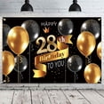 thumbnail image 1 of Happy 28th Birthday Backdrop Banner - 28 Birthday Party Decorations Supplies for Men - Black Gold, 1 of 4