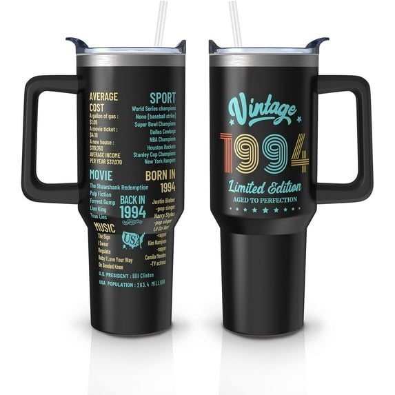 Happy 30th Birthday Decorations Gifts for Man - 30 Years Old Birthday Gifts Idea For Men, Him, Dad - 1994 Birthday Gifts for Men - Turning 30 Gifts for Men - Thirty Birthday Tumbler 40oz(Black)