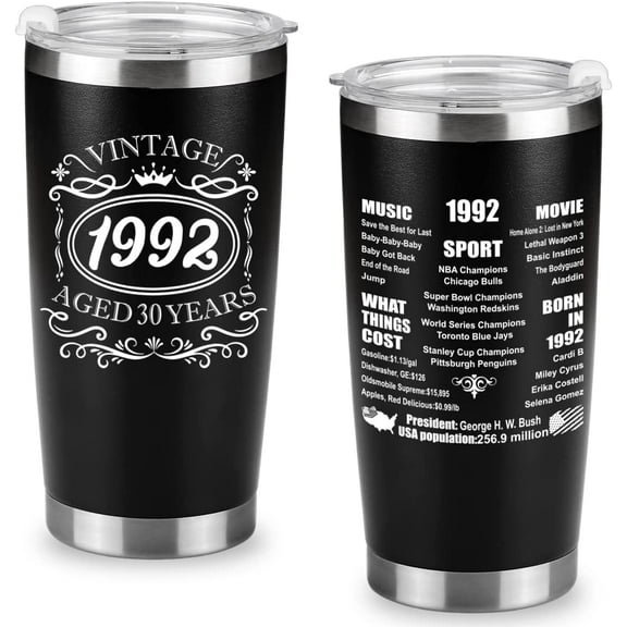 Happy 30th Birthday Gifts for Men women, 30 Years Old Gifts, Thirty Birthday Present, Funny Birthday Tumbler Cup Gifts（Black）