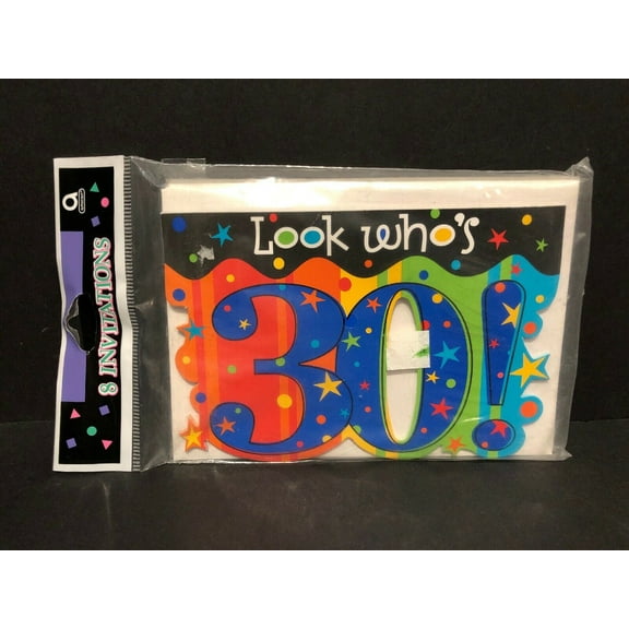 Happy 30th Birthday Look Who's 30 Party Supply Invitation with Envelope 8 Count