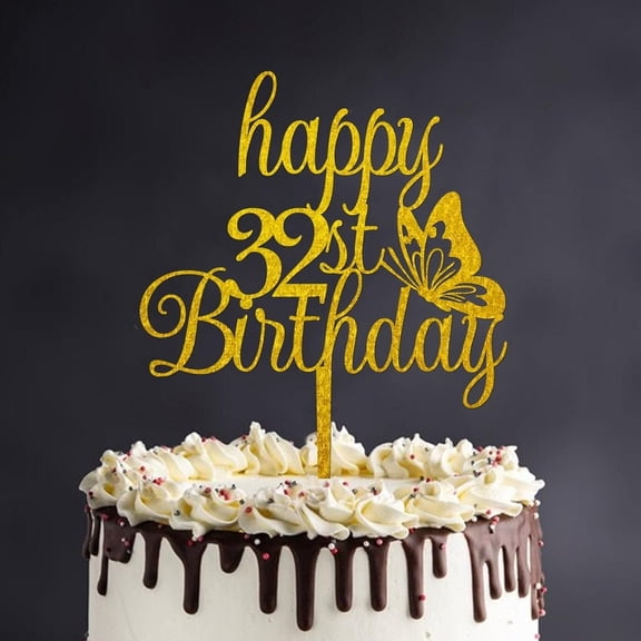 Happy 32th Birthday Cake And Cupcake Topper Durable Happy Birthday Cake Topper Pick Pastry Party Cake Decor Suitable for Birthday Celebrations Anniversary Theme Party Decorations