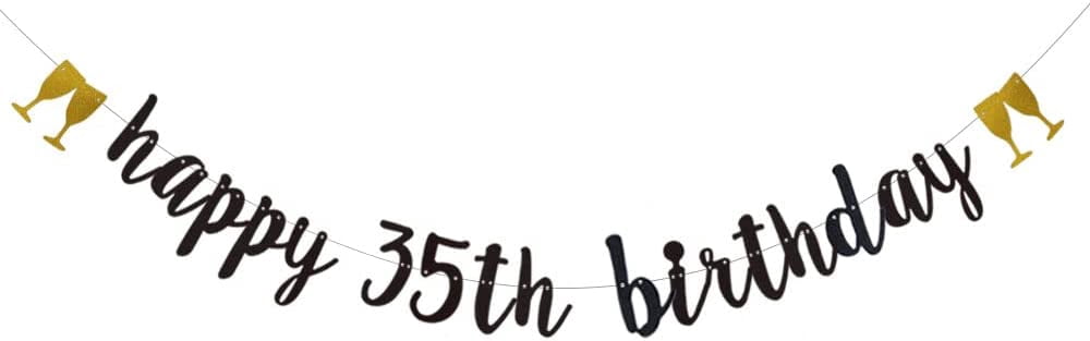 Happy 35th Birthday Banner,Pre-Strung, 35TH Birthday Party Garlands ...