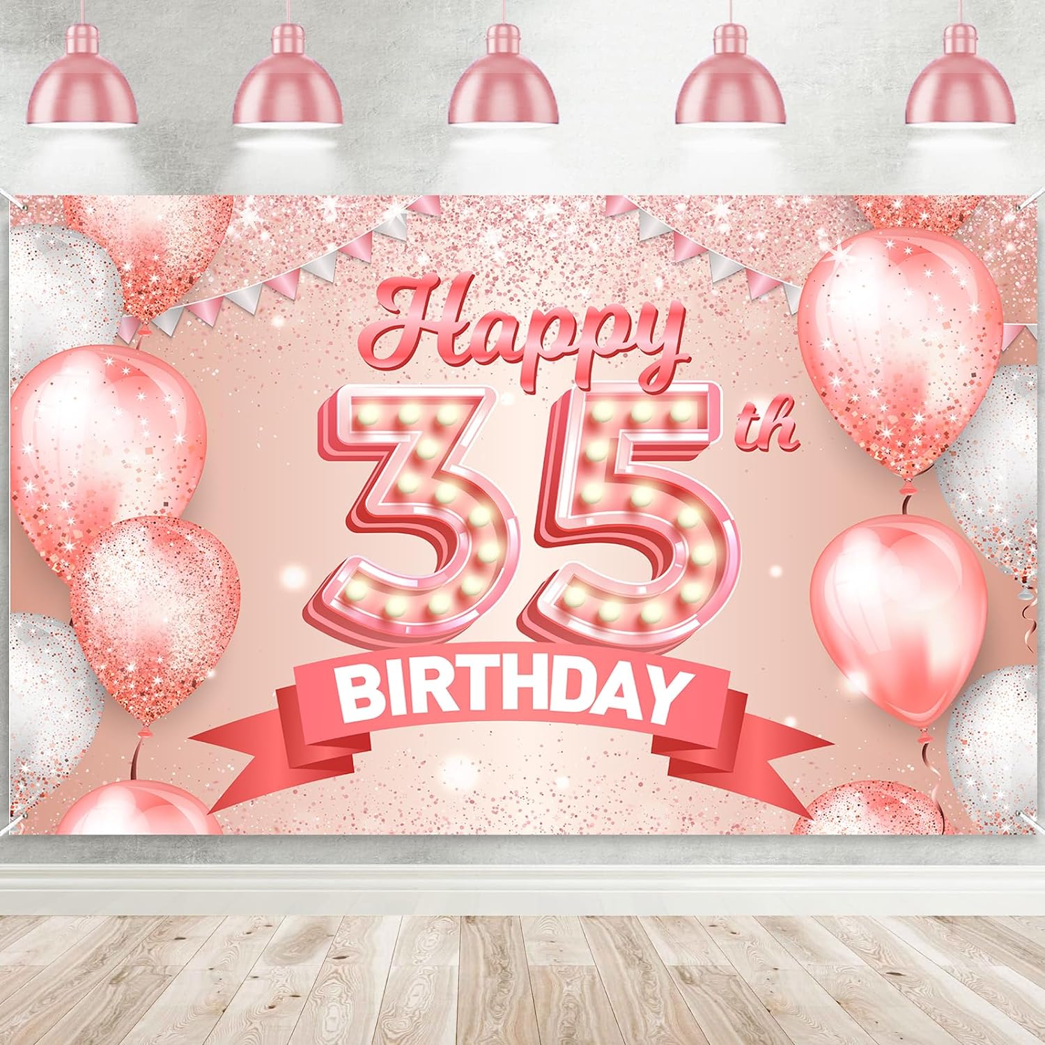 Geburtstagsdekoration Zum 35. – Banner 'Cheers To 35 Years', Ca. 200x129 Cm, Aus Polyester – Für Partys & Fotos