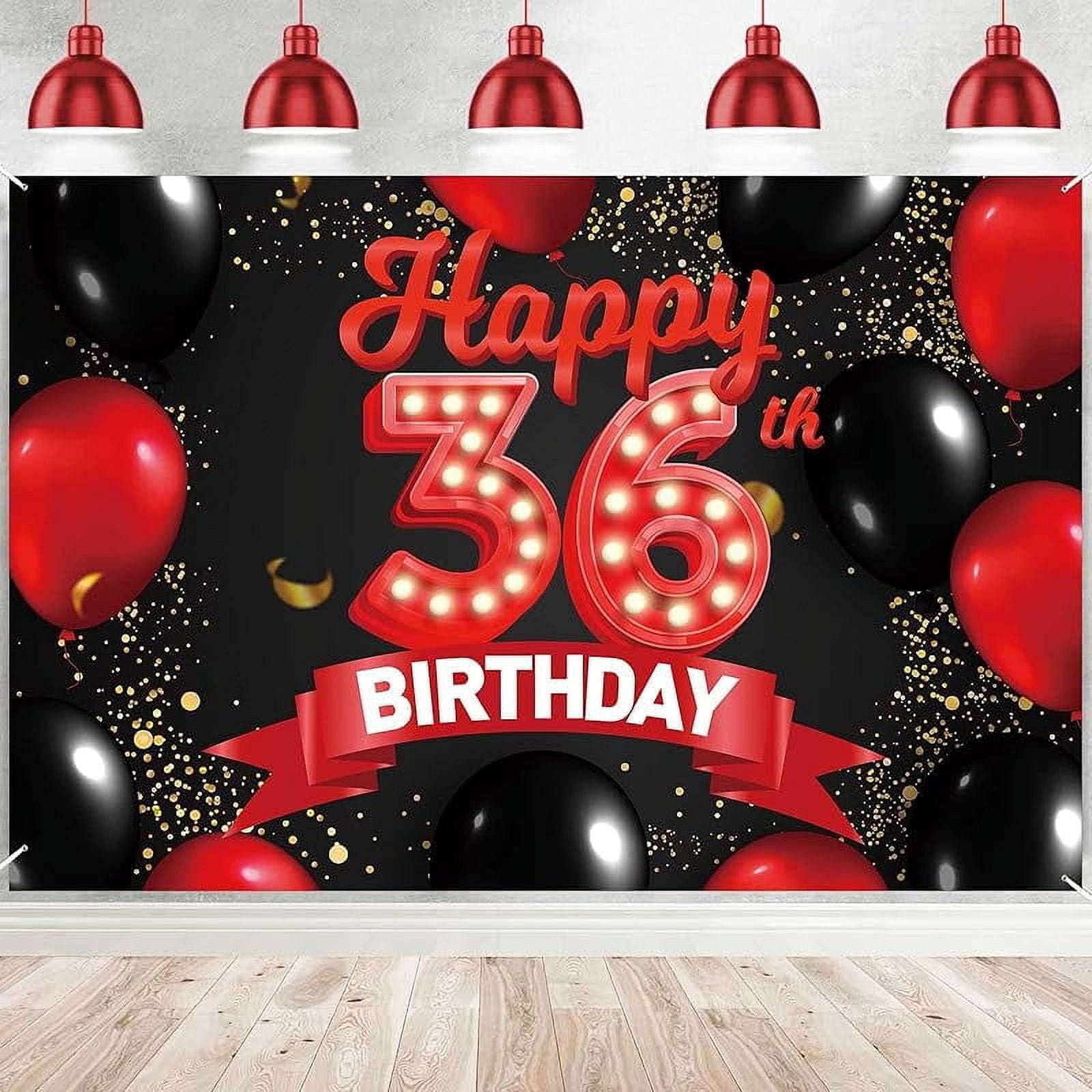 Small Number Balloons On A Stick Chaungfu 36th Birthday Decoration Kit: Gold 36th Birthday Banner, Balloons, Confetti, Ribbons & Glue Dots - 30 Pieces - Adults - Unisex - Birthday Occasion Numeros De Cumpleaños