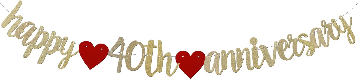 40th Glitz & Foil Banner - Red Sparkle Anniversary Party Decorations