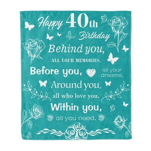 Happy 40th Birthday Gifts Blanket, Happy 40th Birthday Decorations for Women/Her/Men/Him Throw Blanket, 1983 Birthday Gifts for 40 Year Old Women, 40th Birthday Gifts Ideas Blanket " Green(30"x40")