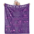 thumbnail image 1 of Happy 40th Birthday Gifts for Women Men Blanket 1983 40th Birthday Anniversary Weeding Decorations Turning 40 Year Old Bday Gift Idea for Wife Husband Mom Dad Back in 1983 Throw Blanket 60Lx50W Inches, 1 of 6