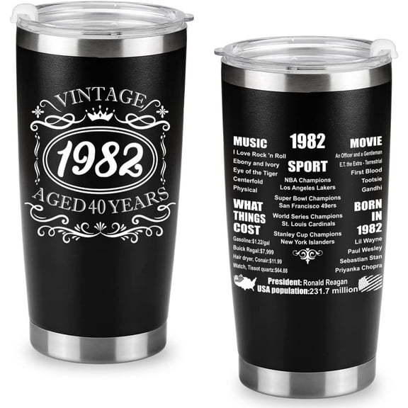 Happy 40th Birthday Gifts for Men women, 40 Years Old Gifts, Forty Birthday Present, Funny Birthday Tumbler Cup Gifts(Black)