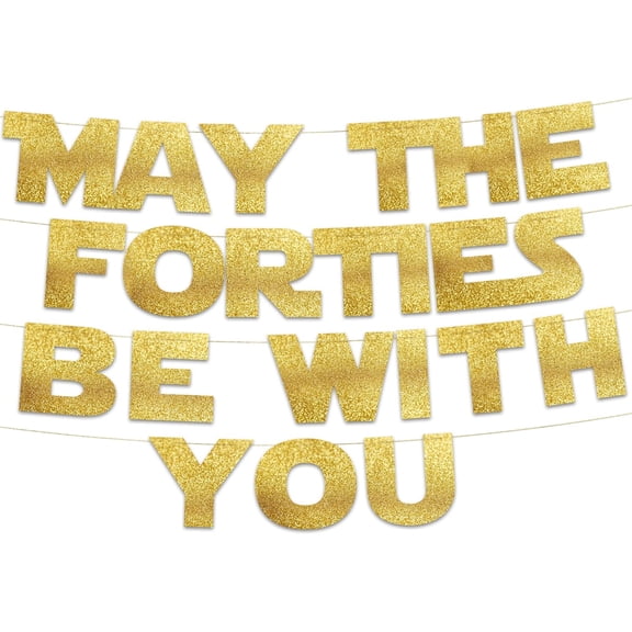 Happy 40th Birthday and Anniveresary Party Gold Glitter Banner