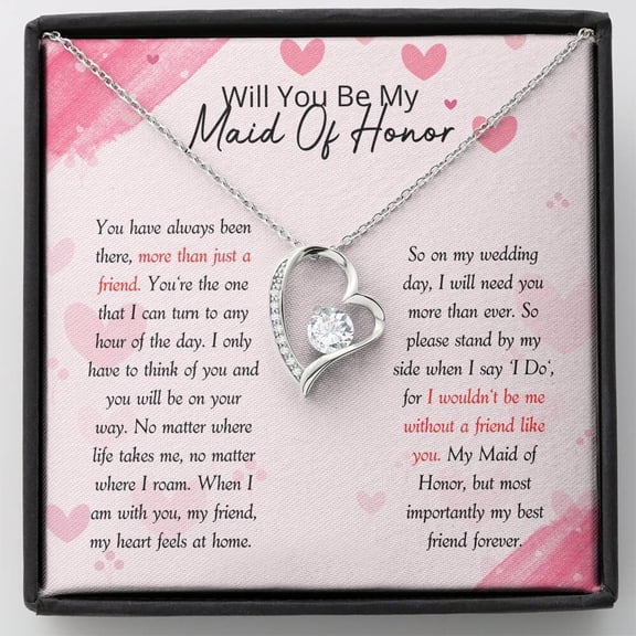Maid Of Honor - Proposal Gift Forever Love Necklace, Gifts For Her, Maid Of Honor Gift, Matron Of Honor, Maid Of Honor Card, Card For Maid