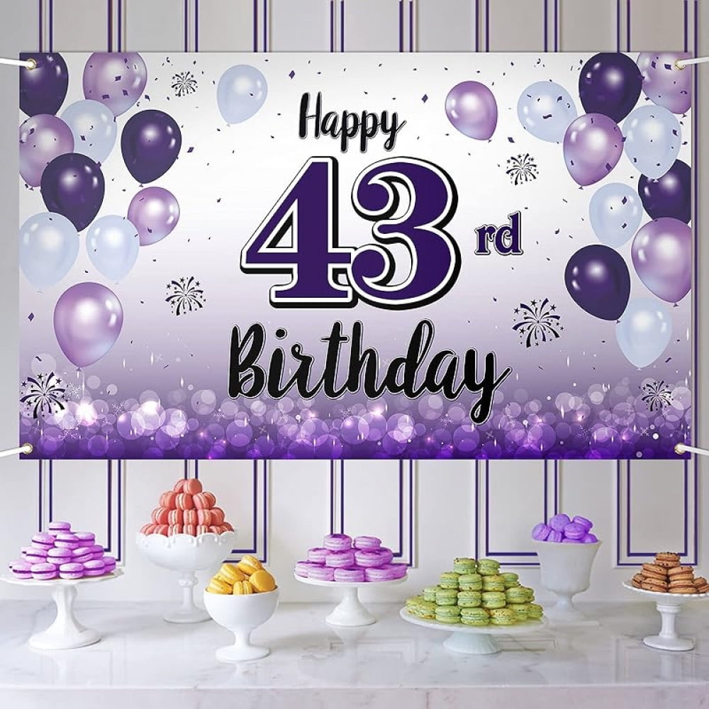 Happy 81st Birthday Banner Backdrop - Purple Balloon Decor, 78" X 47" Party Sign - View #7