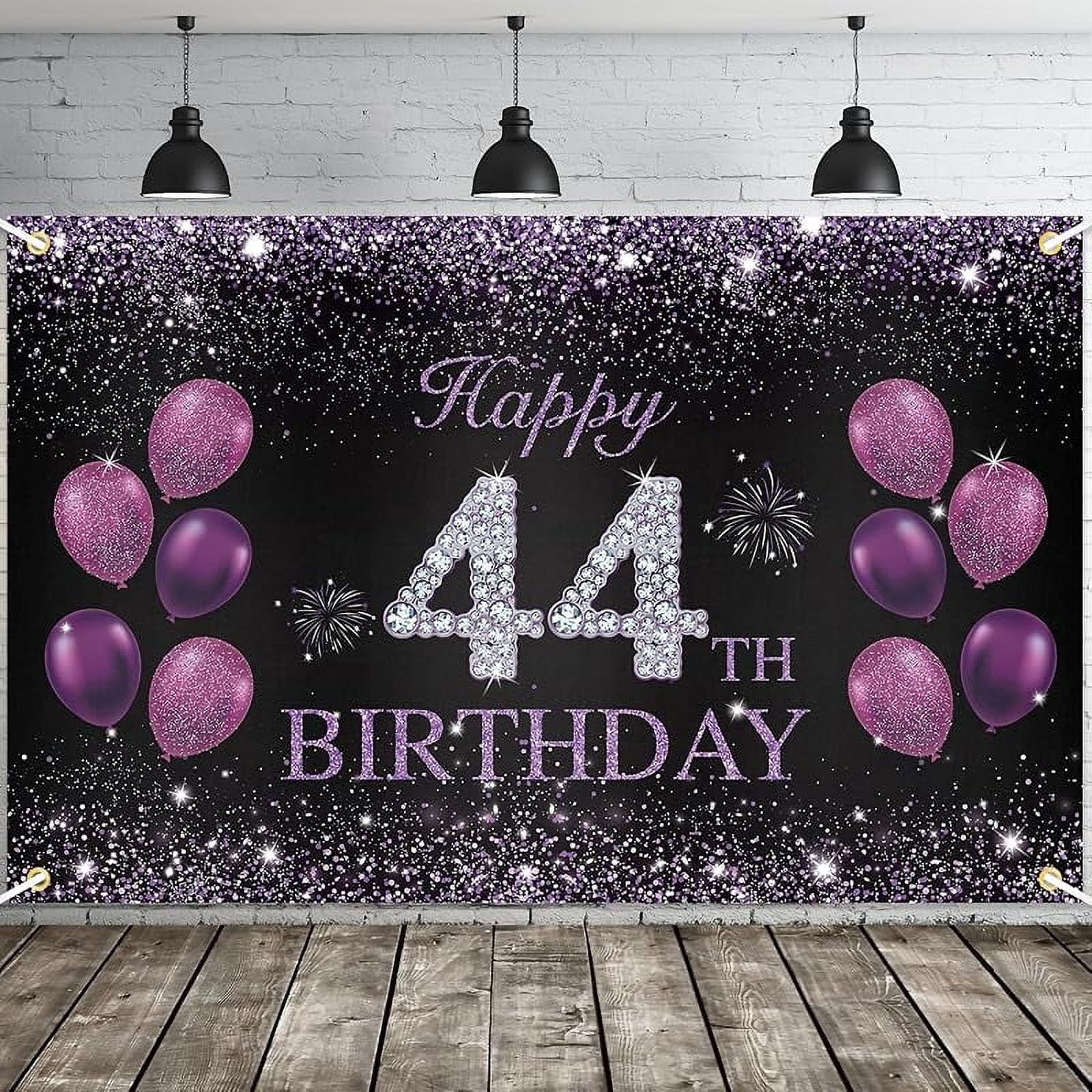 Happy 44th Birthday Backdrop Banner - Pink Purple Gold Theme, 4x6 Ft Party Decor For Women, Photo Booth Background - View #5