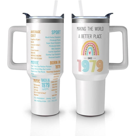 Happy 45th Birthday Decorations Gifts for Woman - 45 Years Old Birthday Gifts Idea for Her, Mom - 1979 Birthday Gifts for Women - Turning 45 Gifts for Women - Forty-five Birthday Tumbler 40oz(White)