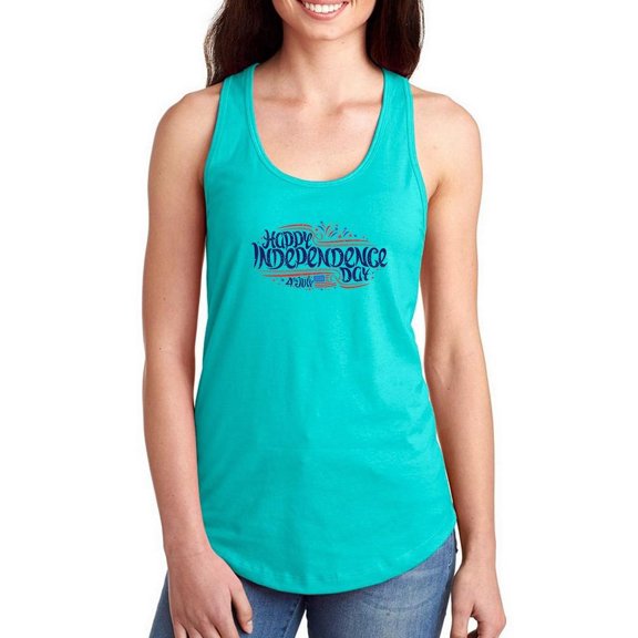 Happy 4Th July Fireworks Racerback Tank Women -Image by Shutterstock, Female Small