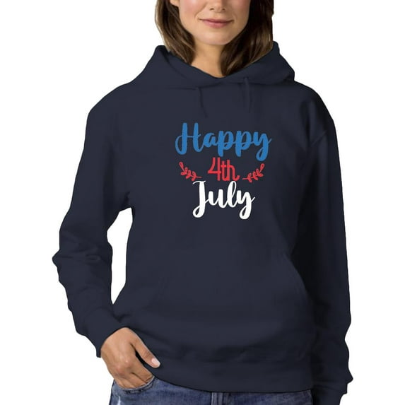 Happy 4Th July Garland Hoodie Women -Image by Shutterstock, Female Large