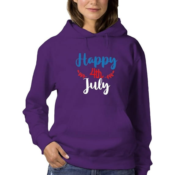 Happy 4Th July Garland Hoodie Women -Image by Shutterstock, Female Large
