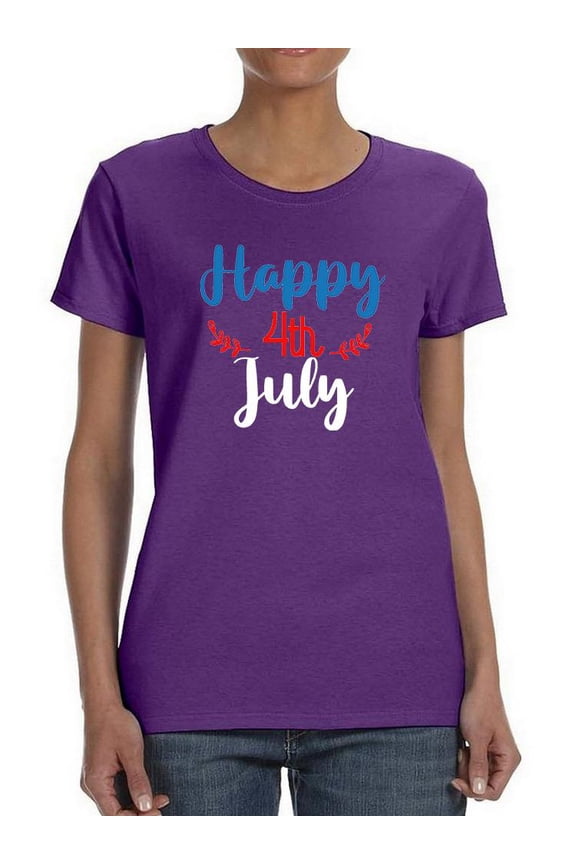 Happy 4Th July Garland T-Shirt Women -Image by Shutterstock, Female Large
