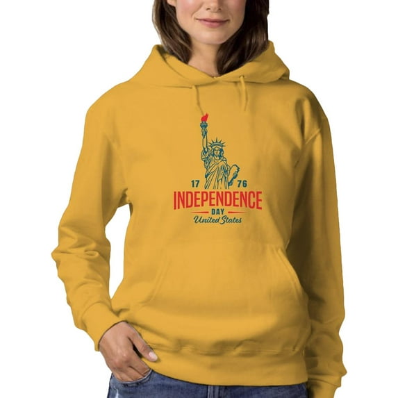 Happy 4Th July Statue. Hoodie Women -Image by Shutterstock, Female 5X-Large