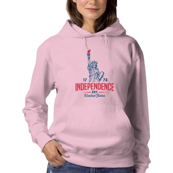 Happy 4Th July Statue. Hoodie Women -Image by Shutterstock, Female Medium