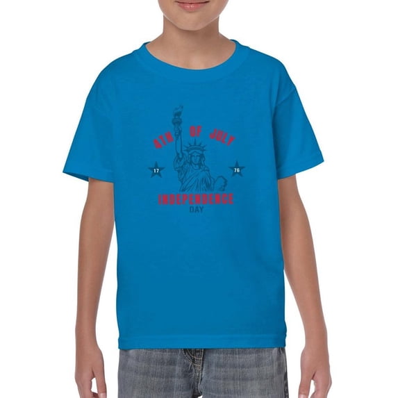 Happy 4Th July Statue T-Shirt Juniors -Image by Shutterstock, Large