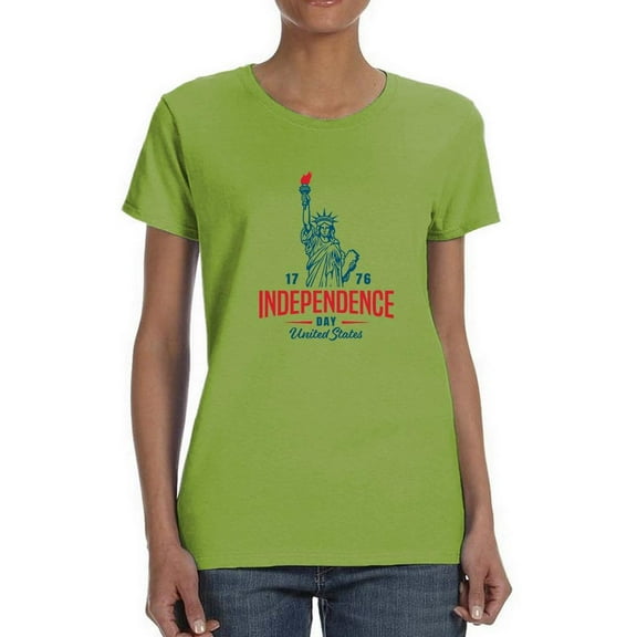 Happy 4Th July Statue. T-Shirt Women -Image by Shutterstock, Female Small