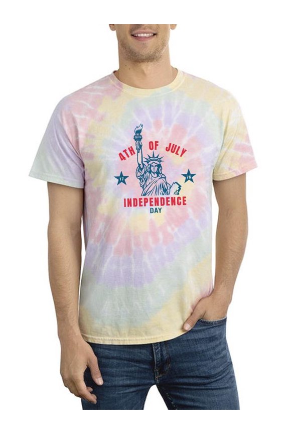 Happy 4Th July Statue Tie Dye Spiral Men -Image by Shutterstock, Male Medium