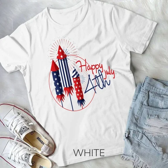 Happy 4Th Of July American Fireworks Patriotic Outfits T-Shirt Unisex S-5XL Hot Trending Shirt, Vintage Birthday Gift