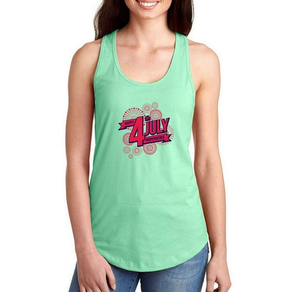 Happy 4Th Of July! Art Racerback Tank Women -Image by Shutterstock, Female x-Large