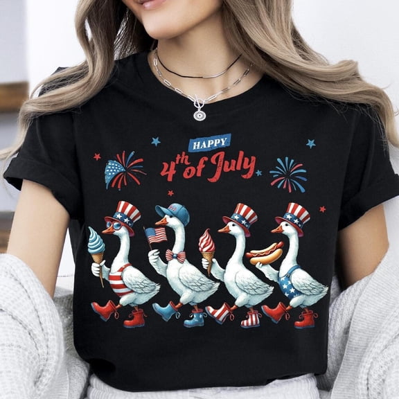 Happy 4Th Of July Ducks Shirt, Independence Day Tee, American Goose Shirt, Patriotic Usa Flag T-Shirt, Funny Fourth Of July Duck Shirt