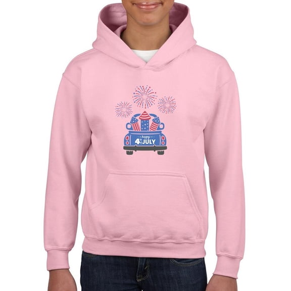 Happy 4Th Of July Fireworks Hoodie Juniors -Image by Shutterstock, x-Large