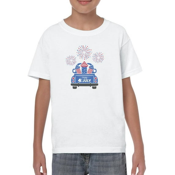 Happy 4Th Of July Fireworks T-Shirt Juniors -Image by Shutterstock, Medium