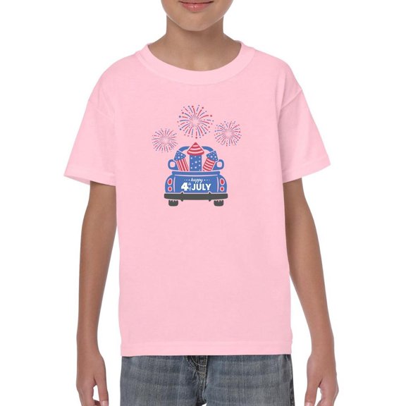 Happy 4Th Of July Fireworks T-Shirt Juniors -Image by Shutterstock,  Medium