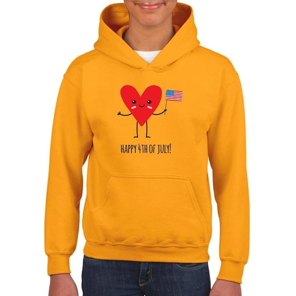 Happy 4Th Of July Heart Hoodie Juniors -Image by Shutterstock,  Large