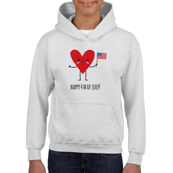 Happy 4Th Of July Heart Hoodie Juniors -Image by Shutterstock, x-Large