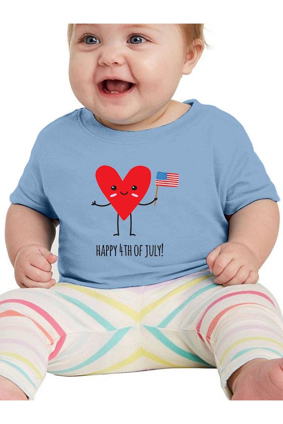Happy 4Th Of July Heart T-Shirt Infant -Image by Shutterstock,  12 Months