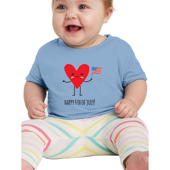 Happy 4Th Of July Heart T-Shirt Infant -Image by Shutterstock, 12 Months