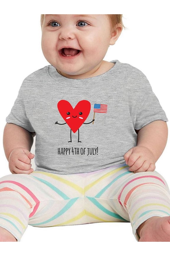 Happy 4Th Of July Heart T-Shirt Infant -Image by Shutterstock, 18 Months