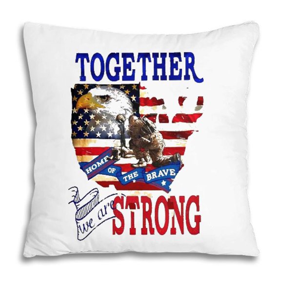 Happy 4Th Of July Home Of The Brave Together We Are Strong American Flag And Map Bald Eagl