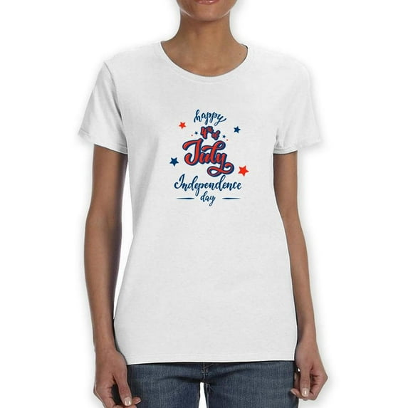 Happy 4Th Shaped T-Shirt Women -Image by Shutterstock, Female Large