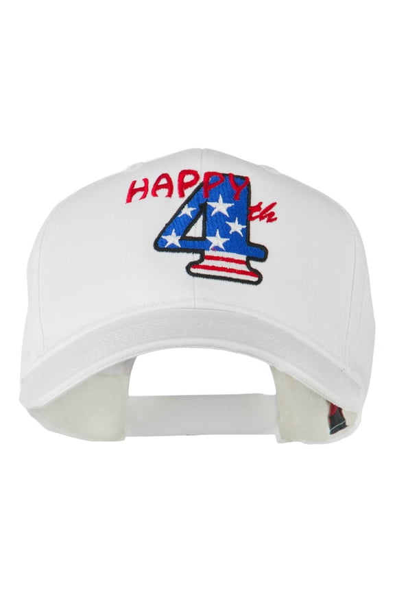 Happy 4th Embroidered Cap - White OSFM
